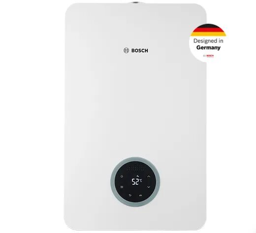 Painel de controle intuitivo do aquecedor a gás Bosch Therm 5600 F 13L, com ajuste preciso da temperatura.